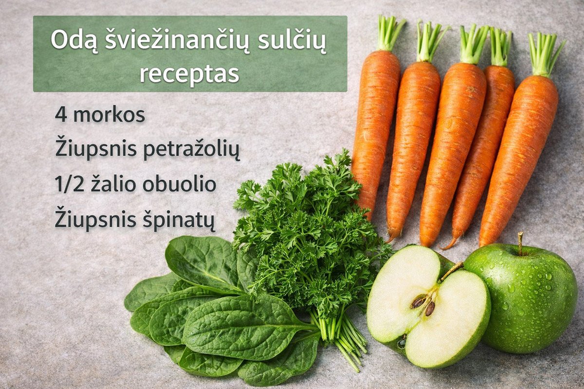 Šviežinančių odą sulčių receptas